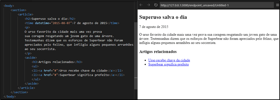 Exemplo de um boa marcação de elemento HTML